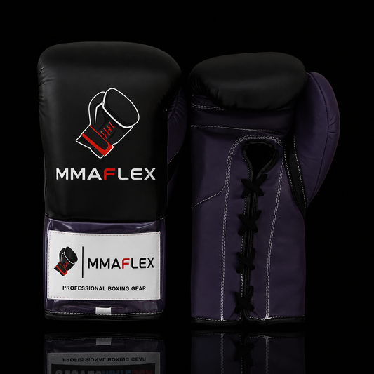 MMAFlex Elite Professional Lace-Up Boxing Gloves – Black